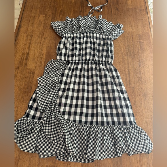 J.Crew Ruffle Halter Dress SZ S Black & White Gingham - Picture 5 of 16